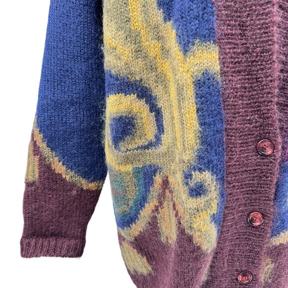 Vintage Linda Allard For Ellen Tracy Mohair Oversized Paisley Cardigan Sweater - Picture 8 of 14